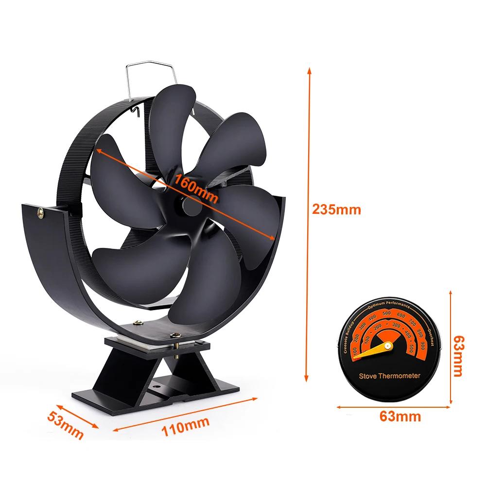 6 Flügel Wärmegetriebener Ofenventilator 360° Drehbar Kaminventilator Holzofen Eco-Ventilator Leise Effiziente Wärmeverteilung Ofenventilator
