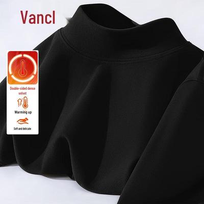 VANCL Men's Fleece Half-High Neck Thermal Long-Sleeve T-Shirt