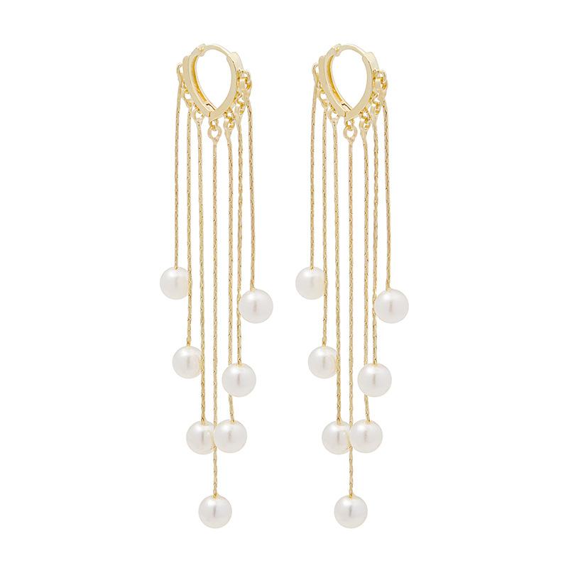 

Exquisite Pearl Fringed Ear Buckle Trendy Personality Exaggerated Elegance Personality Earrings Earrings
