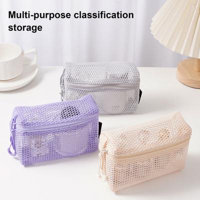 Bolsa de Cosméticos Cremallera Diseño Tamaño Ajustable Gran Capacidad Malla Transparente Lavable Transpirable Organizador de Maquillaje de Viaje Bolsa de Almacenamiento