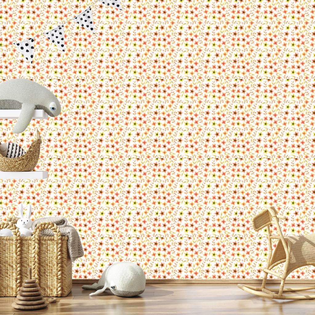 Small Flowers Wallpaper Cream and White for Living Room and Bedroom 50x1000