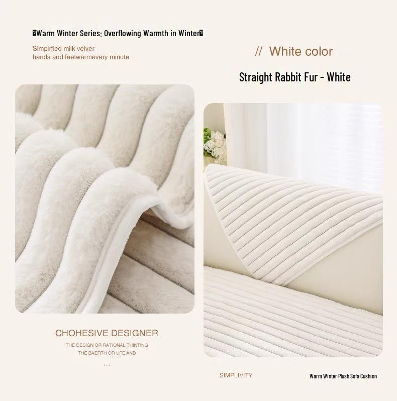Winter Luxury Rabbit Plush Sofa Cushion - Non-slip, Thickened Cover in Simple French Style