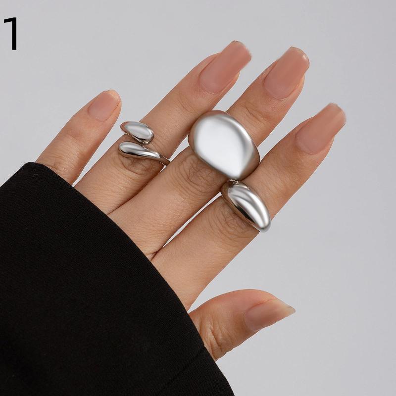 3/4Pcs Dating Rings Open Rings Adjustable Finger Rings Geometric Open Rings Finger Jewelry Suitable For Party Daily