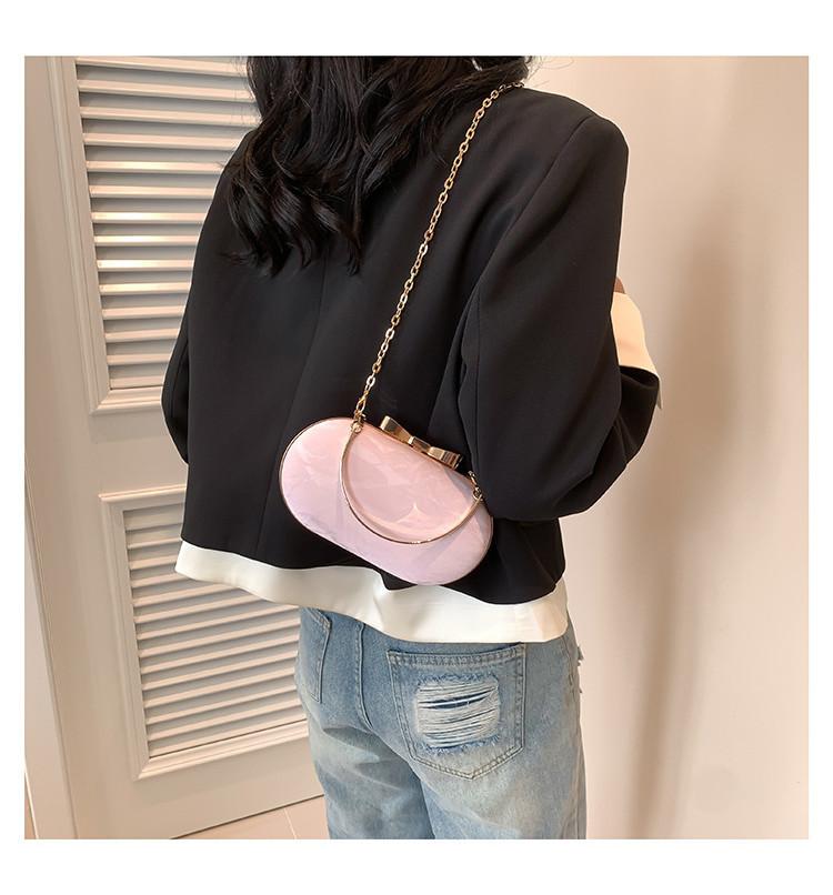 Trendy Circular Bag With Chain Strap For Women Street-style Shoulder Bag