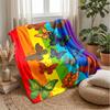 Rainbow Butterflies and Flowers Theme Blanket Lightweight Warm Flannel Blanket Decorative Throw Blanket for Home Decoration