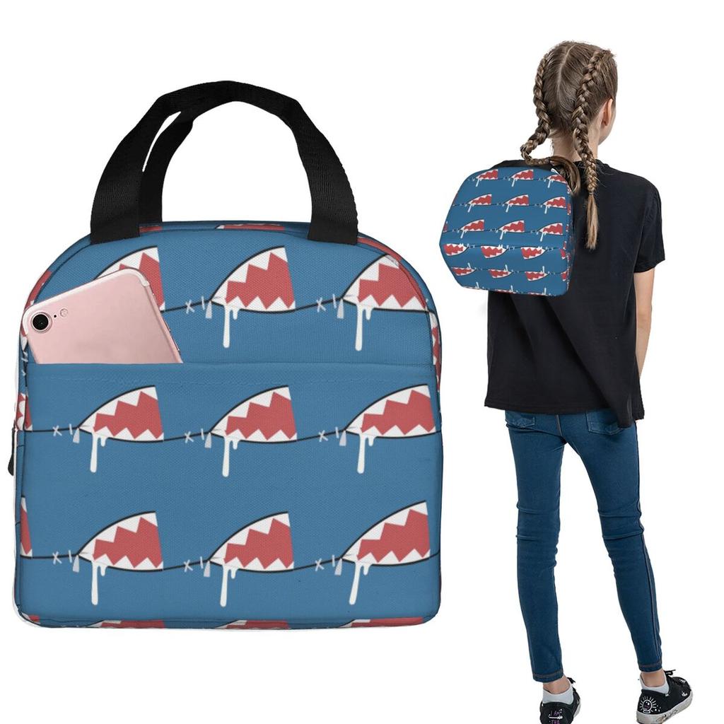 Gawr Gura Shark Mouth Insulated Lunch Bag for Women Children Portable Food Boxes Thermal Lunch Box Tote