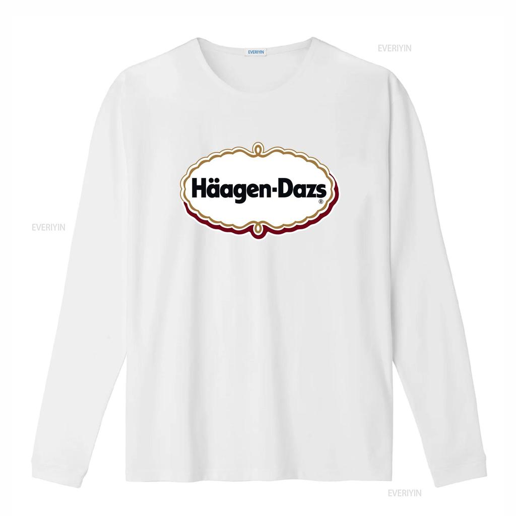 Häagen Dazs Ice Cream Logo Print T Shirt Stylish and Unique Design for Lovers Vintage Washed Homme Graphic Designer Clothes