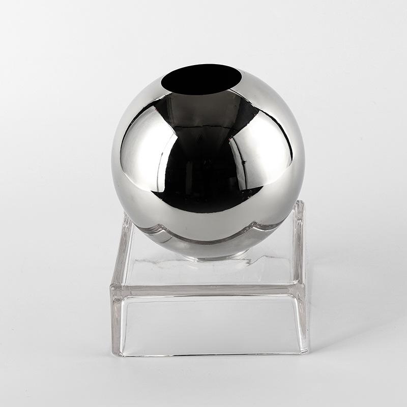 Metal Round Ball Vase Geometric Silver Ball Flower Vase Floral Arrangement Accessories Terrarium Home Decoration Accessories