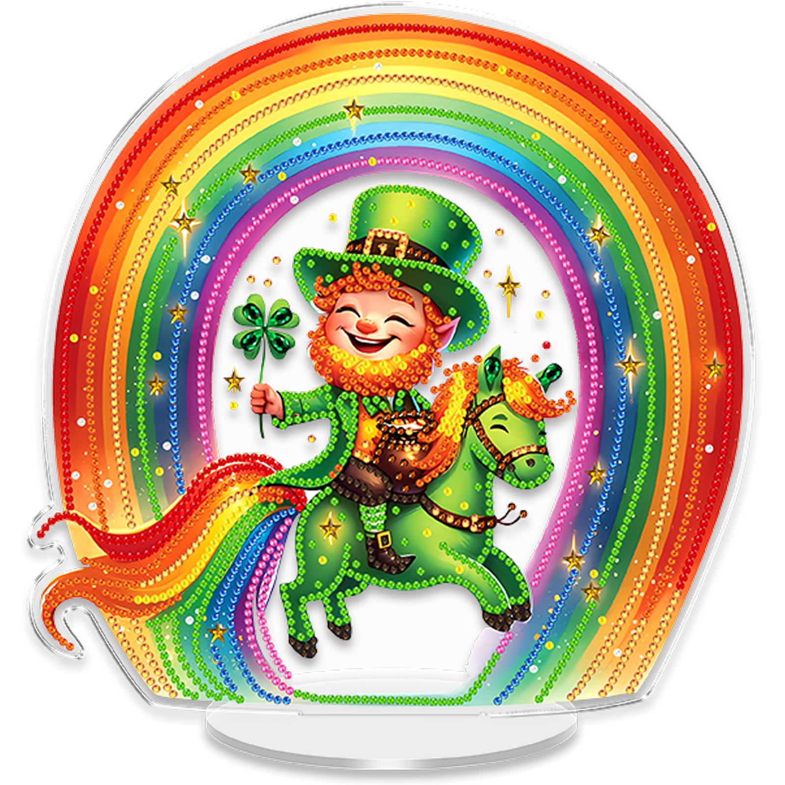 

St Patricks Day DIY 2D Flat Acrylic Desktop Diamond Art Kits Crystal Art Craft Decoration for Living Room Home Office Decoration