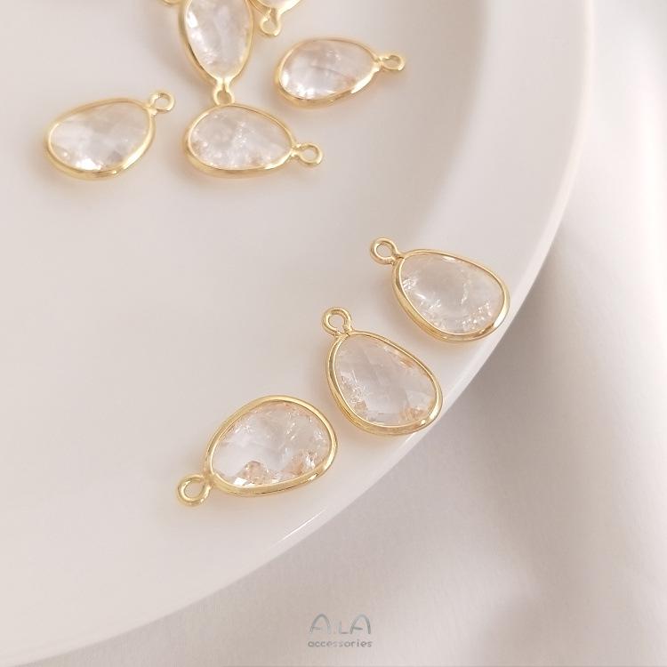 14K Gold-Filled Blown Crystal Zirconia Teardrop Pendant Charm