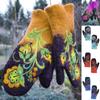 Winter Thermal Warm Cold Weather Full Finger Gloves Women Floral Embroidery Windproof Skiing Riding Breathable Mittens