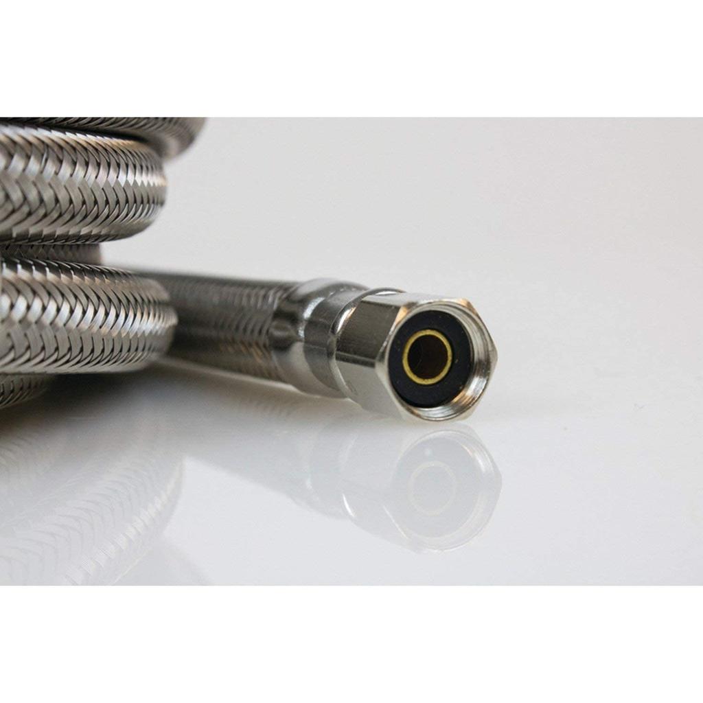 Female Comp x Female Comp x Stainless Steel Braided Flexible Refrigerator Ice Maker Water Hose Portable Home Use EZ-FLUID 1/4" 1/4" 180" (15') &