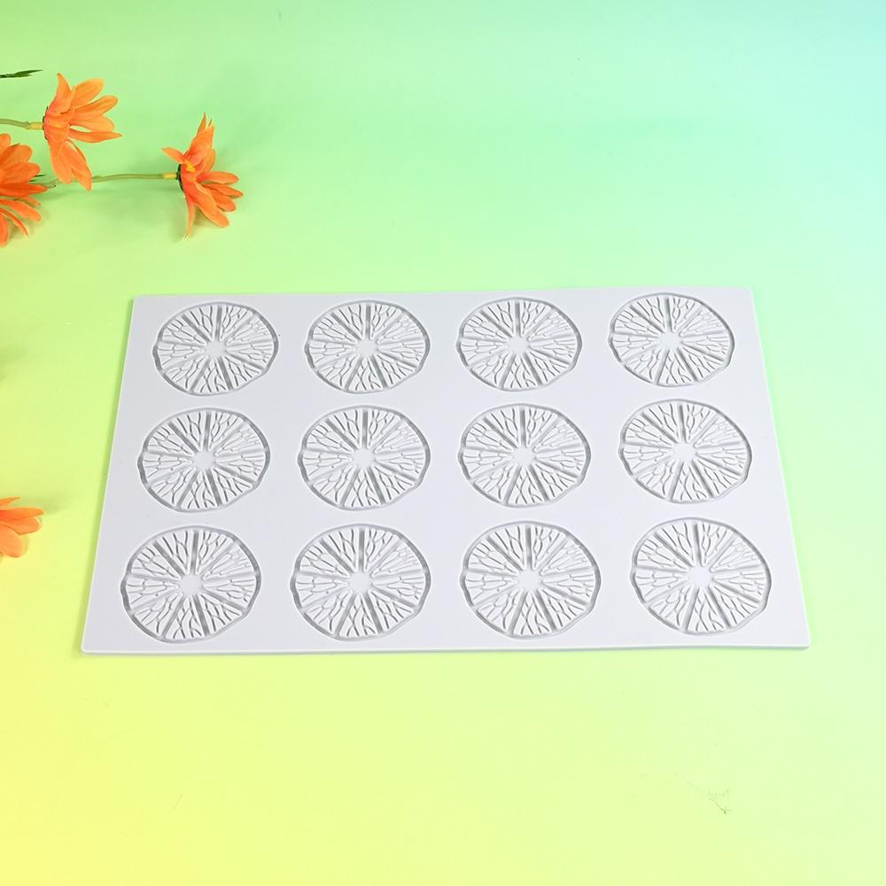 12-Hole Lemon Lace Silicone Mold, Exquisite Lemon Slice Texture Baking Mold, Cookie Chocolate Candy Decoration Mold, Food-Grade Silicone