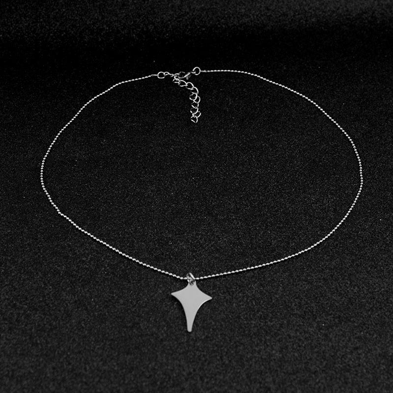 Kpop BTS J-Hope Same Style Four-Pointed Star Pendant Necklace Silver Ball Bead Chain Choker Clavicle Necklace Fan Merchandise Jewelry Gift for ARMY