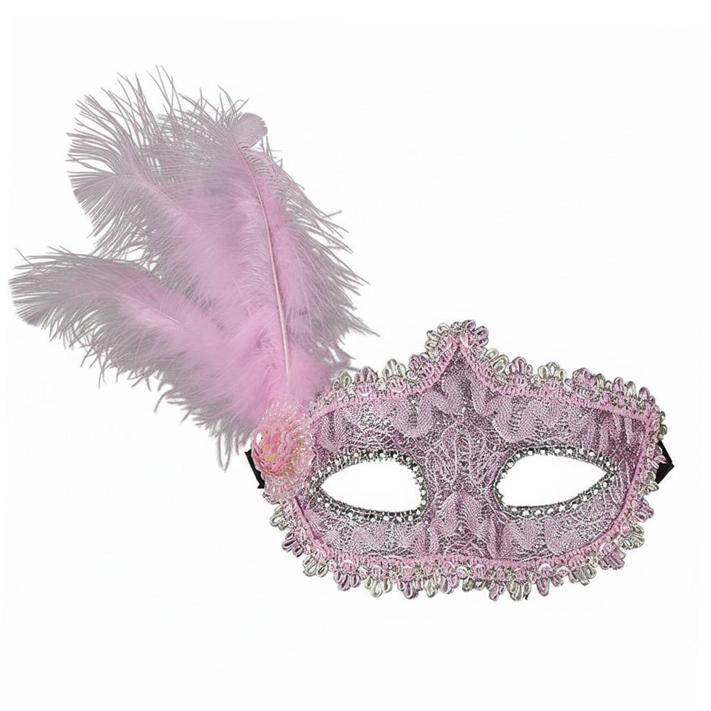 

New Lace Eye Mask Feather Lightweight Ladies Half Face Cover Carnival Party Props Cosplay Masquerade розовый