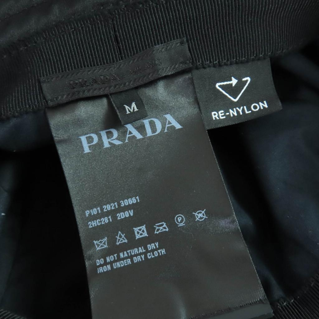 Great PRADA hat Triangle logo Re-Nylon bucket hat black polyamide Women M 2HC281 Used