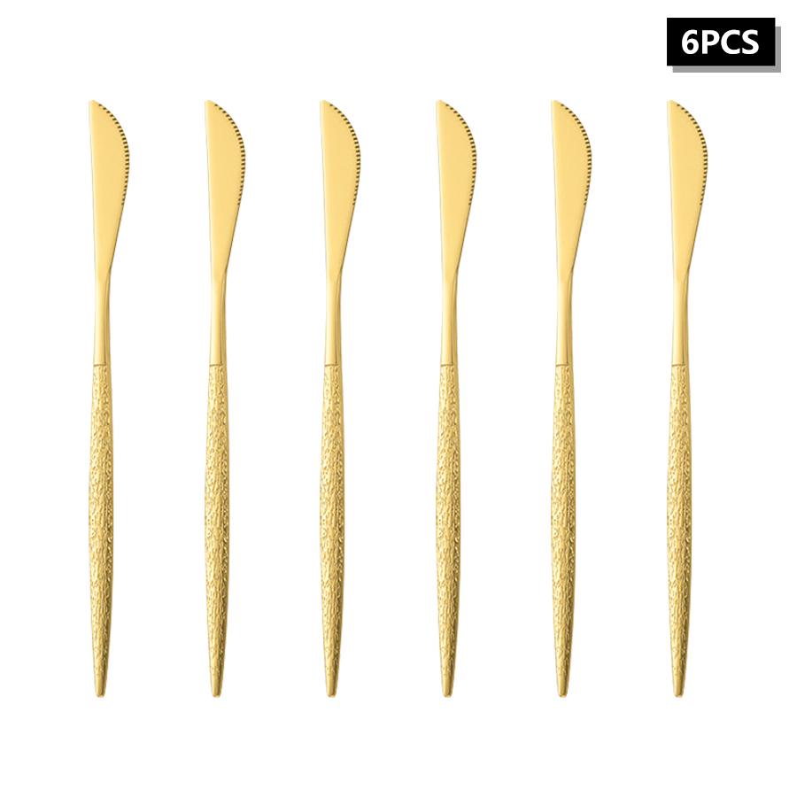 4/6/16/24pcs Stainless Steel Gold Cutlery Set Crack Handle Portuguese Style Cutlery Set Suitable for Family Hotel Restaurant