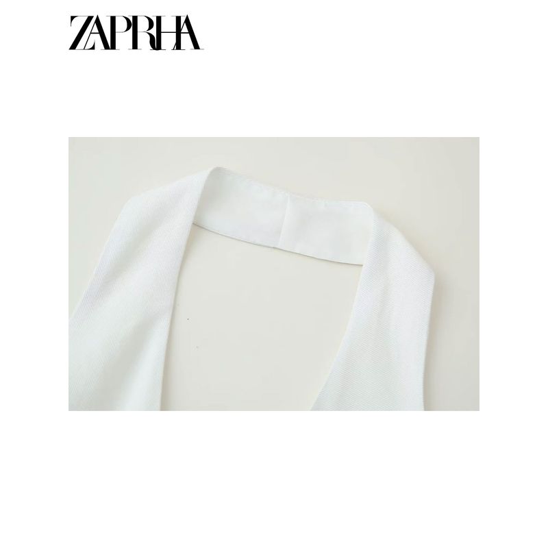 Zaprha 2025 New Fashionable Western Style Waist-Slimming Bow Tie Halterneck Lace Up Casual Vest Jacket Female 1608130