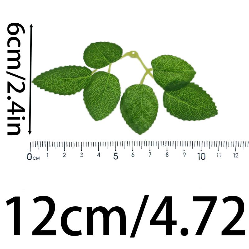 (20Pcs/pack) 12cm Green Simulated Tree Leaves Rose Leaf Home Decoration Vase Decoration Bouquet Packaging Diy with Handmade