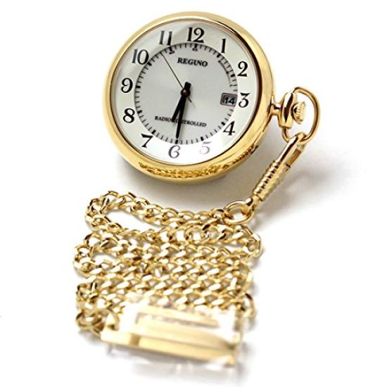 CITIZEN REGUNO Pocket Watch Solartech Radio-Controlled Watch KL7-922-31 with Gold-Color Pocket Watch Stand Set