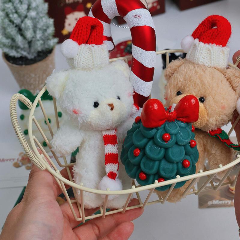 1PC Soy Wax Handmade Fragrance Gifts Bow Christmas Tree Xmas Candle Atmosphere Tree Shape Ornaments Multiple Options Available