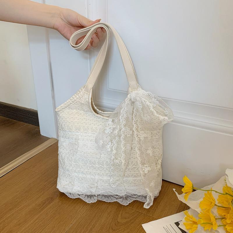 Summer leisure vacation fairy bud silk scarf foreign style large capacity hollow beach tote shoulder bag woman