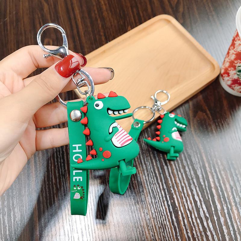 Cute Cartoon Dinosaur Rubber Keychain Adorable Car Bag Charm For Women