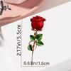 [Red Rose Brooch] Elegant Red Rose Alloy Brooch with Green Leaves | Chic Collar Pin for Dresses, Sweaters & Coats | Perfect Gift for Birthdays, Mother