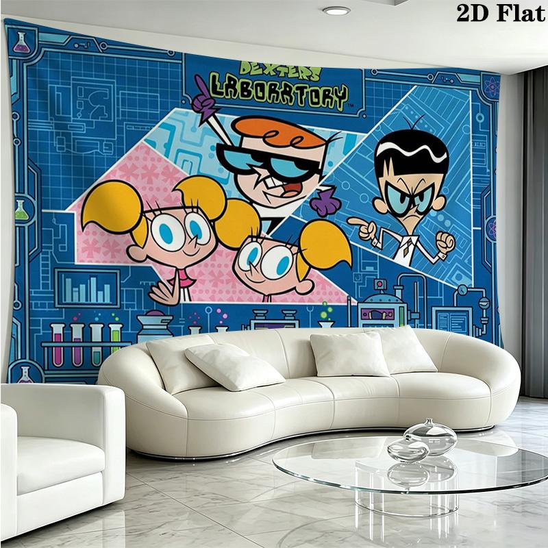Dexter 's laboratory Wall Tapestry Aesthetic Wall Hanging Printed Fabric Blanket Decorative Tapestries for Bedroom Living Room Home Decor