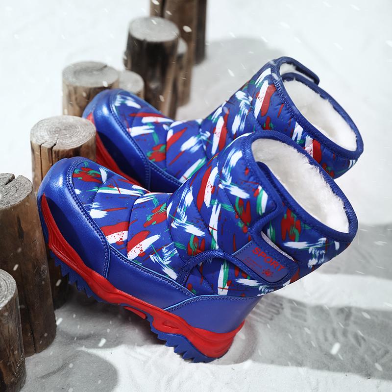 26-38 Nya Högkvalitativa Stötdämpande Halkfria Slitstarka Höga Barnstövletter Camo Snöstövlar Bomullsskor