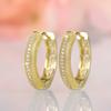 Huitan Statement Women's Hoop Earrings Gold Color Temperament Ear Accessories with Shiny Cubic Zirconia Luxury Trendy