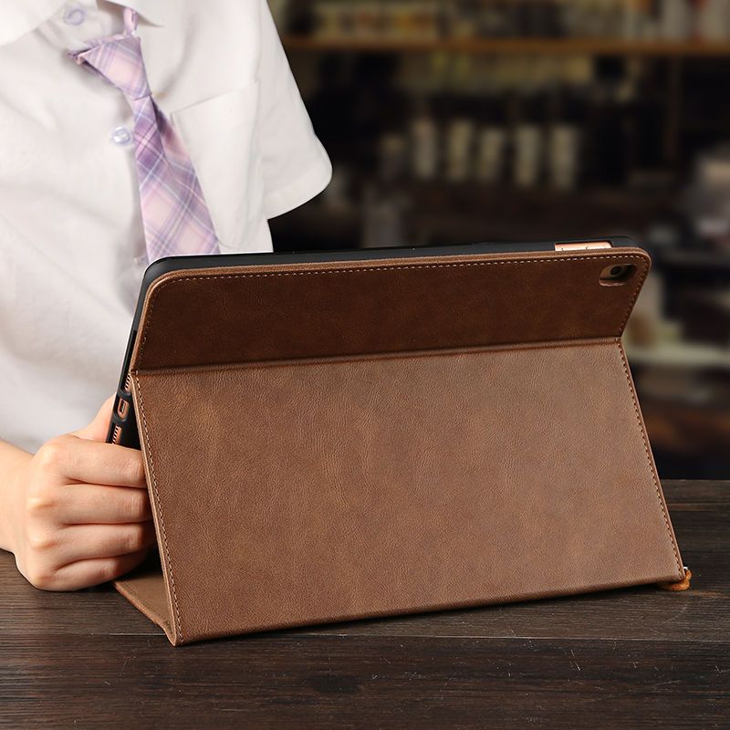 Leather Protective Case for Apple iPad-Brown Stand with Pencil Holder Card Holder Bracelet for iPad Full Series iPad/iPadproiPadair/iPadmini/iPad2024