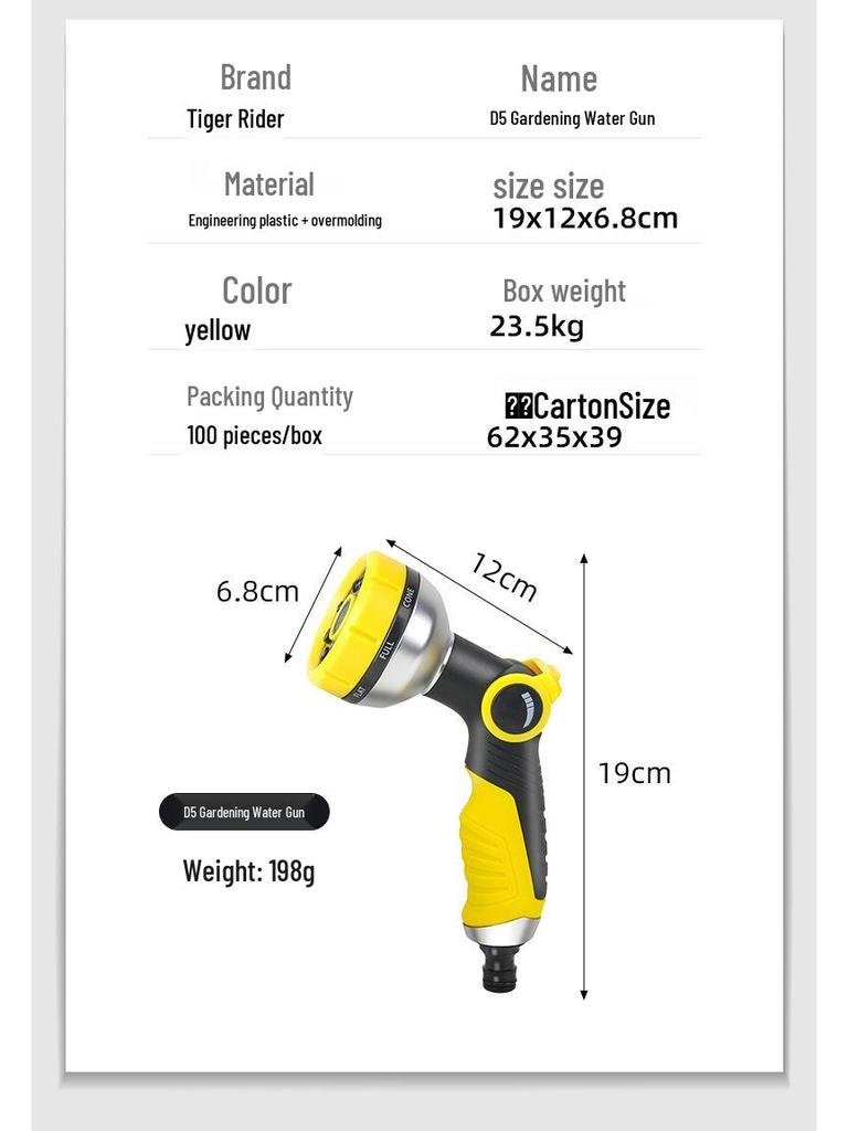 High-Pressure Water Hose Nozzle for Gardening, Landscaping, & Car Wash