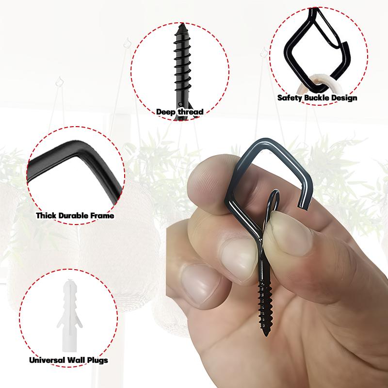 Crochets de suspension carrés, 12 pièces, crochets Anti-chute pour bonsaï avec boucles de sécurité pour guirlandes lumineuses en corde de bonsaï