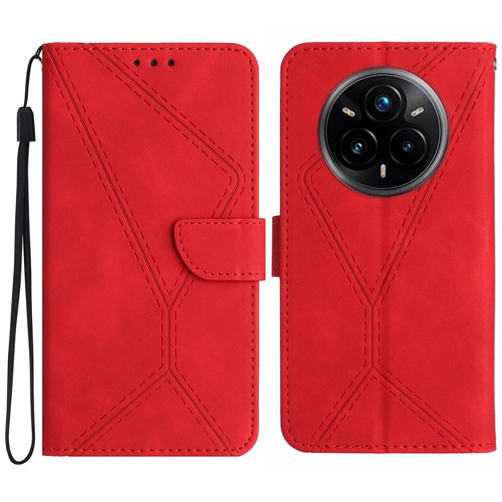 For Realme 14 Pro+ 5G Case Skin Touch Lines Imprinted PU Leather Flip Phone Cover