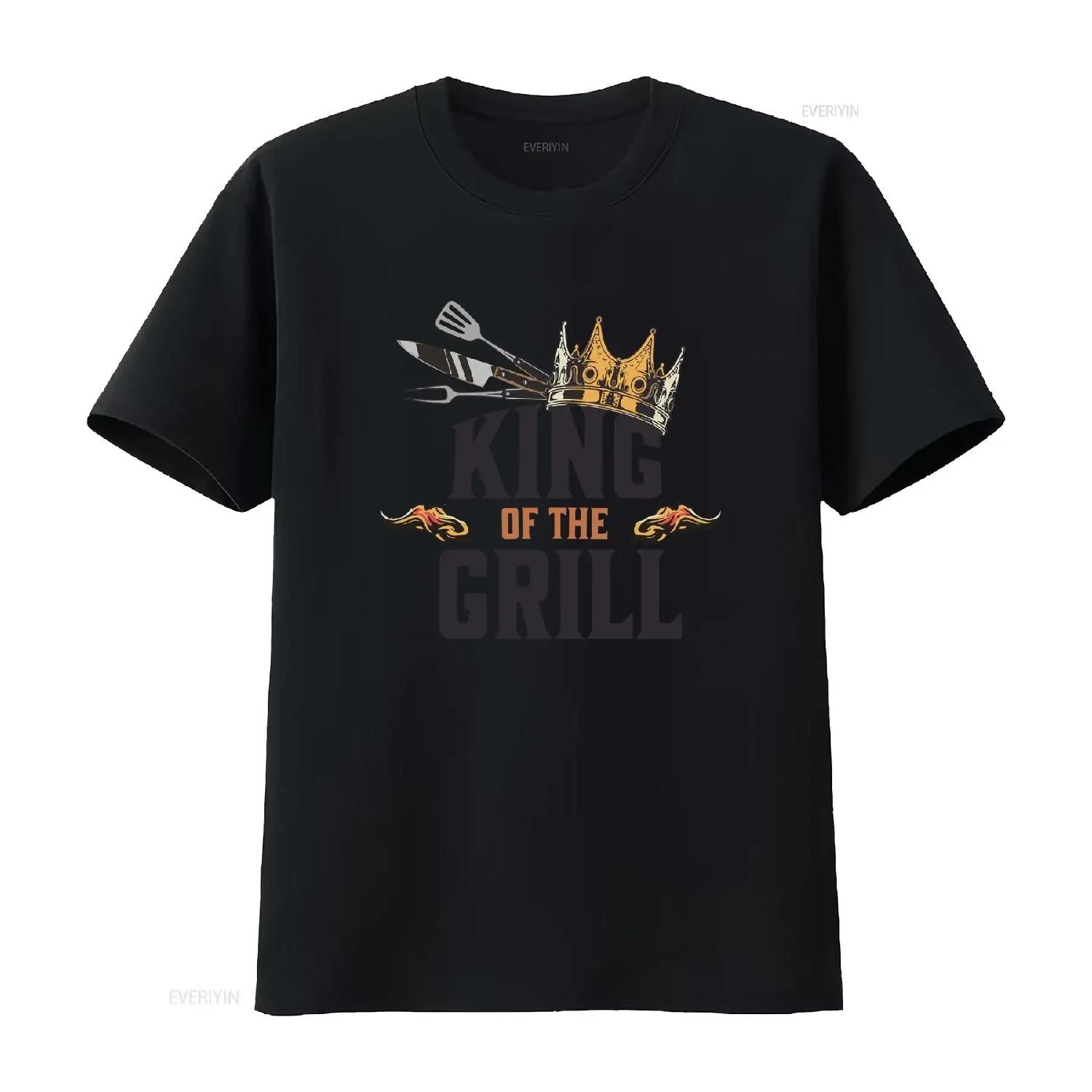 King of the Grill T shirt Barbecue Dad BBQ Grilling Fathers Day American Cook OuT for Him vintage Washed designer clothes Soft S чёрный