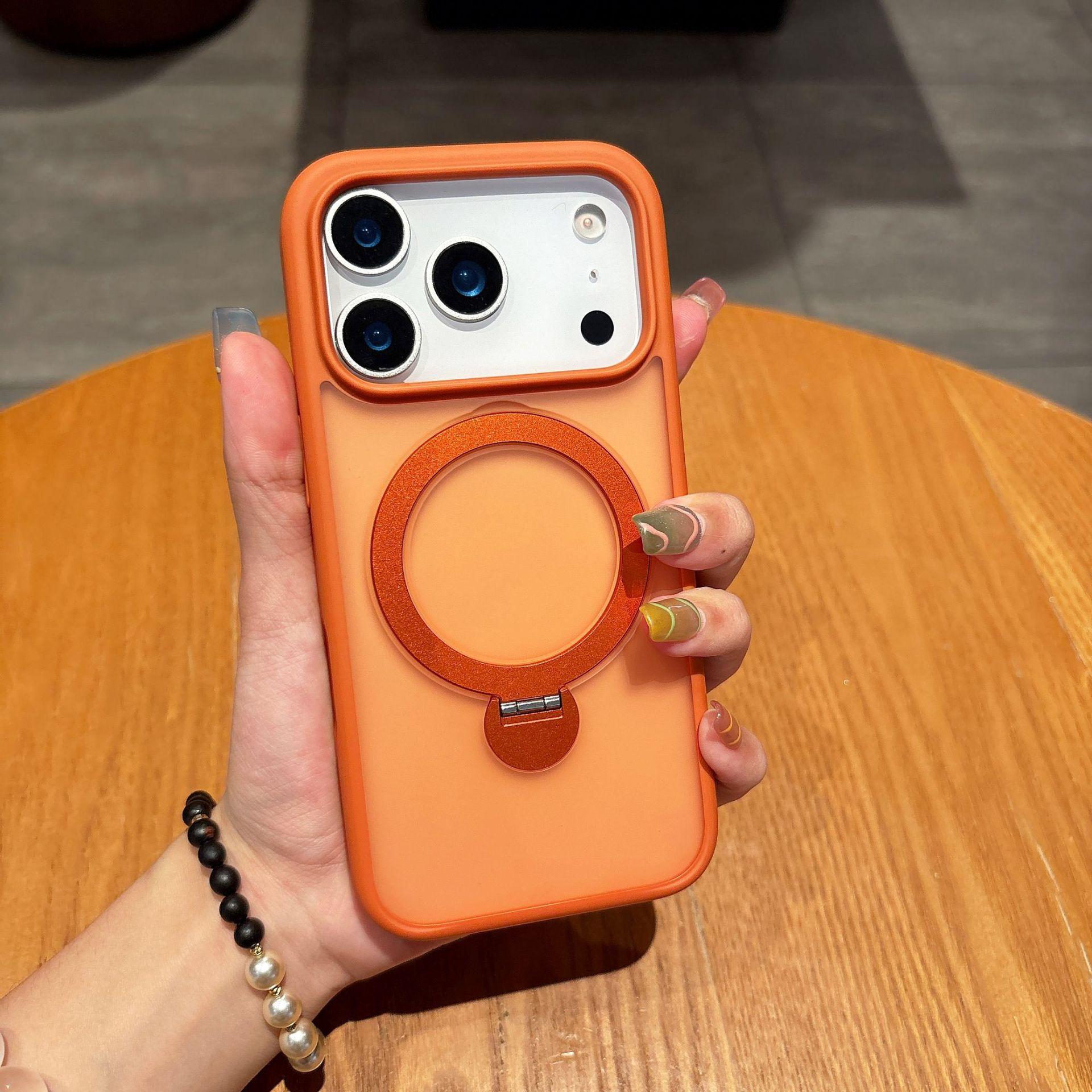 

Подходит для IPhone17promax Матовый чехол для телефона с вращающейся на 360 градусов магнитной подставкой, Защитный чехол для Apple 16 iPhone17ProMax