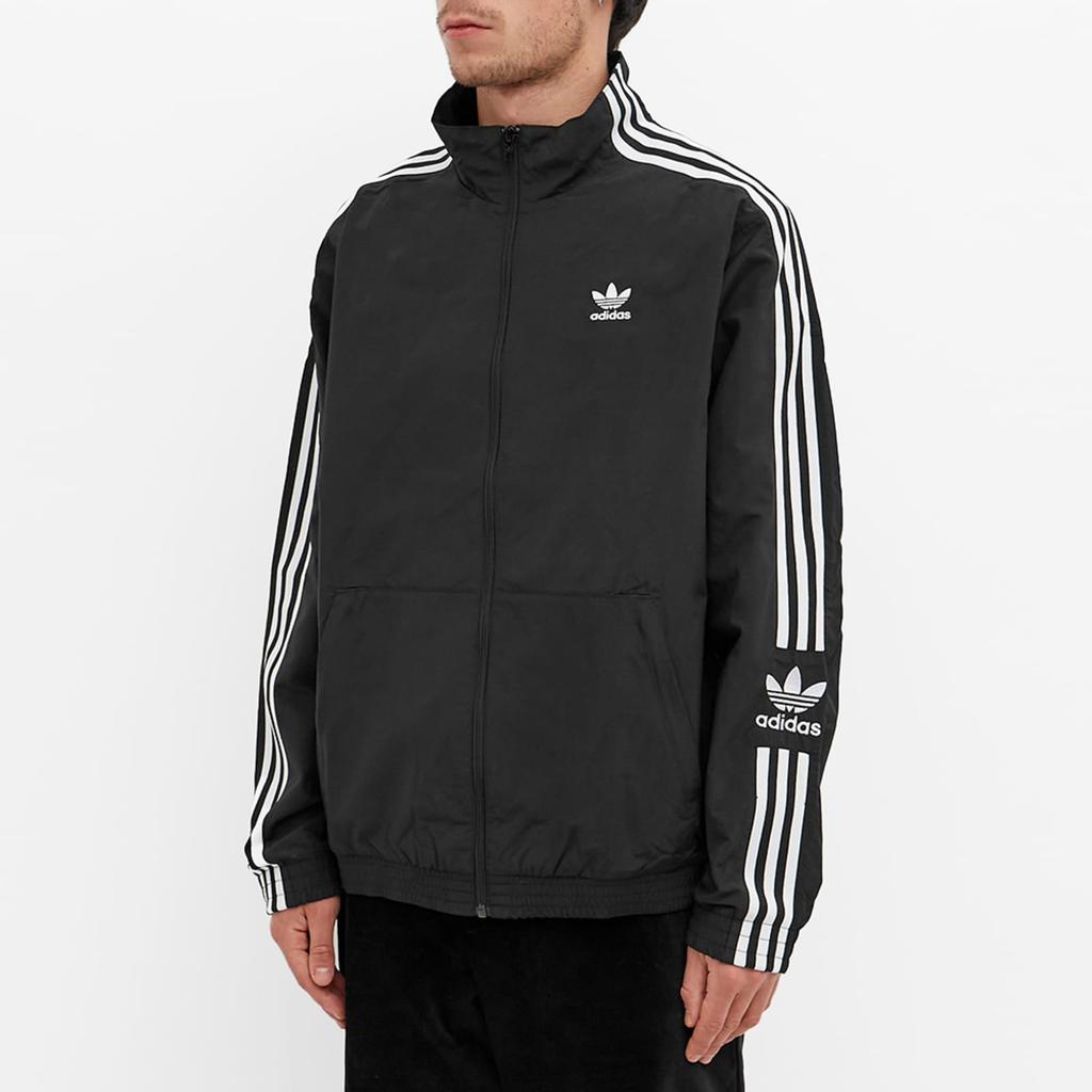 Adidas Originals Striped Logo Loose Stand Collar Sports Jacket Men Outerwear Black H41391