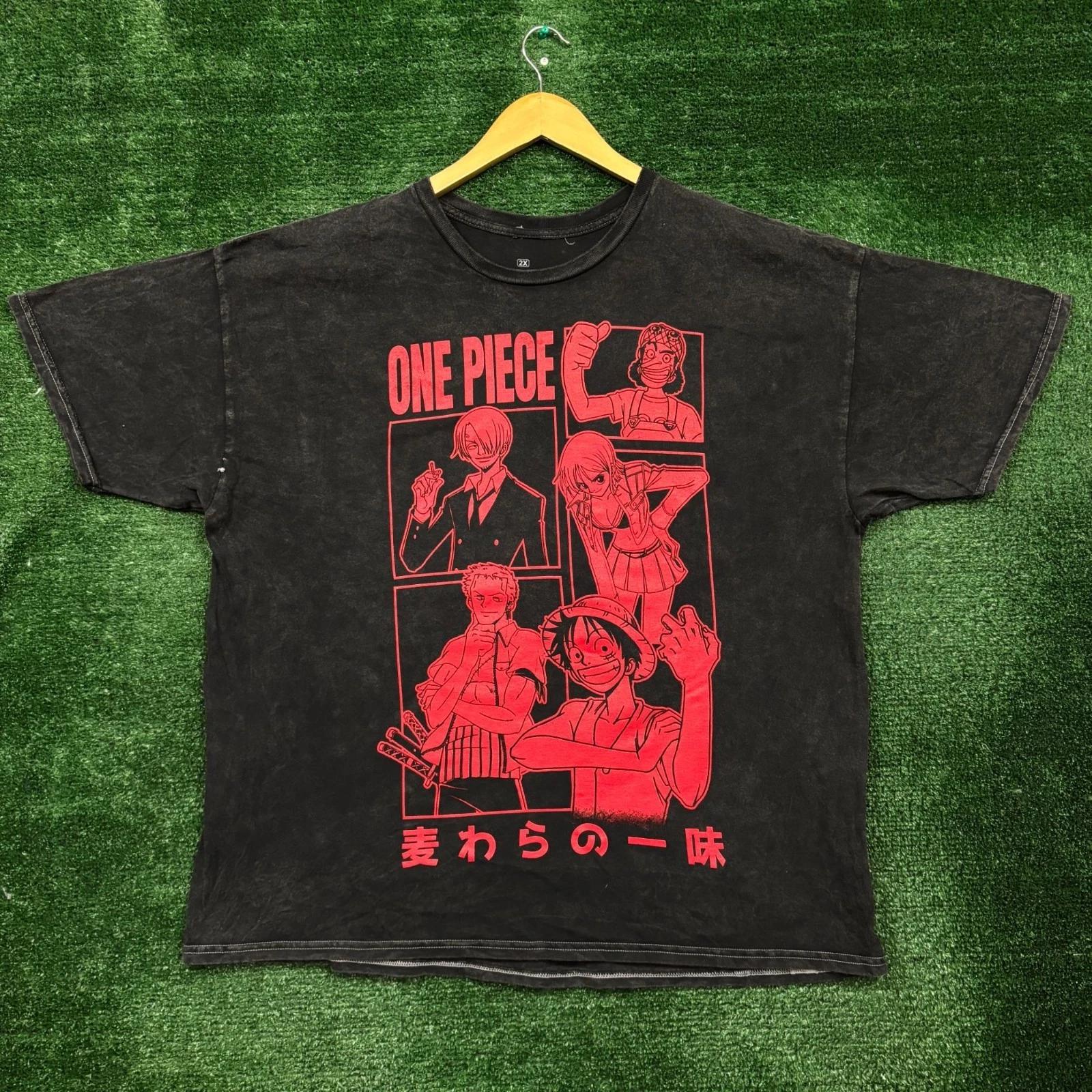 One Piece Straw Hat Crew Anime Mineral Wash T-Shirt Size 2X 2XL