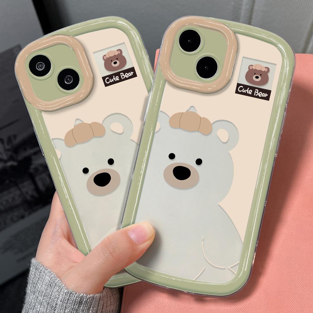 Cartoon Cute Hollow Bear Applies To iPhone17 Mobile Phone Case 16 Apple 13 All-inclusive 12/15 Simple 14 Soft Case X
