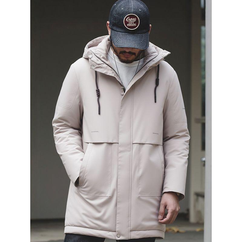 Outdoor Mid-Length Parka down Jacket for Men, Winter Hooded Warm Cotton Coat, Windbreaker, Foreign Trade Men's Cotton Clothing Jacket