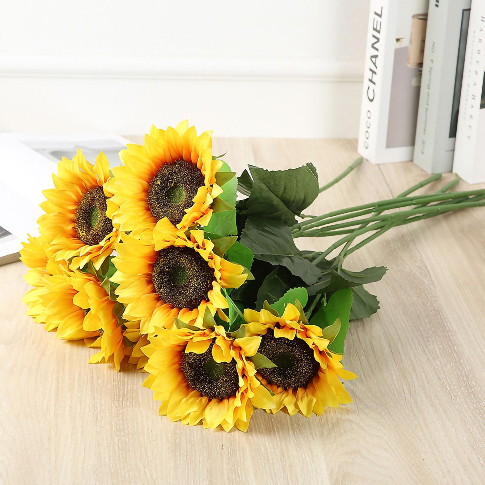 

Artificial Sunflower Simulation Flower Silk Cloth for Home Living Room Decoration Wedding Bouquet Prop 7 Branch