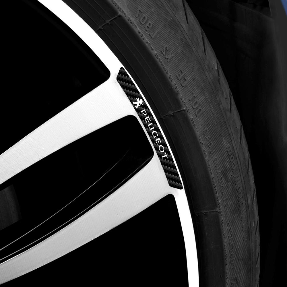 4PCS Carbon Fiber Car Wheel Hub Stickers For Peugeot 308 406 508 3008 5008 1008 607 2008 107 4008 408 106 108 609 Auto AccessoryV