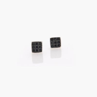 Jlauren M01340 Square Black Cubic Silver Earrings
