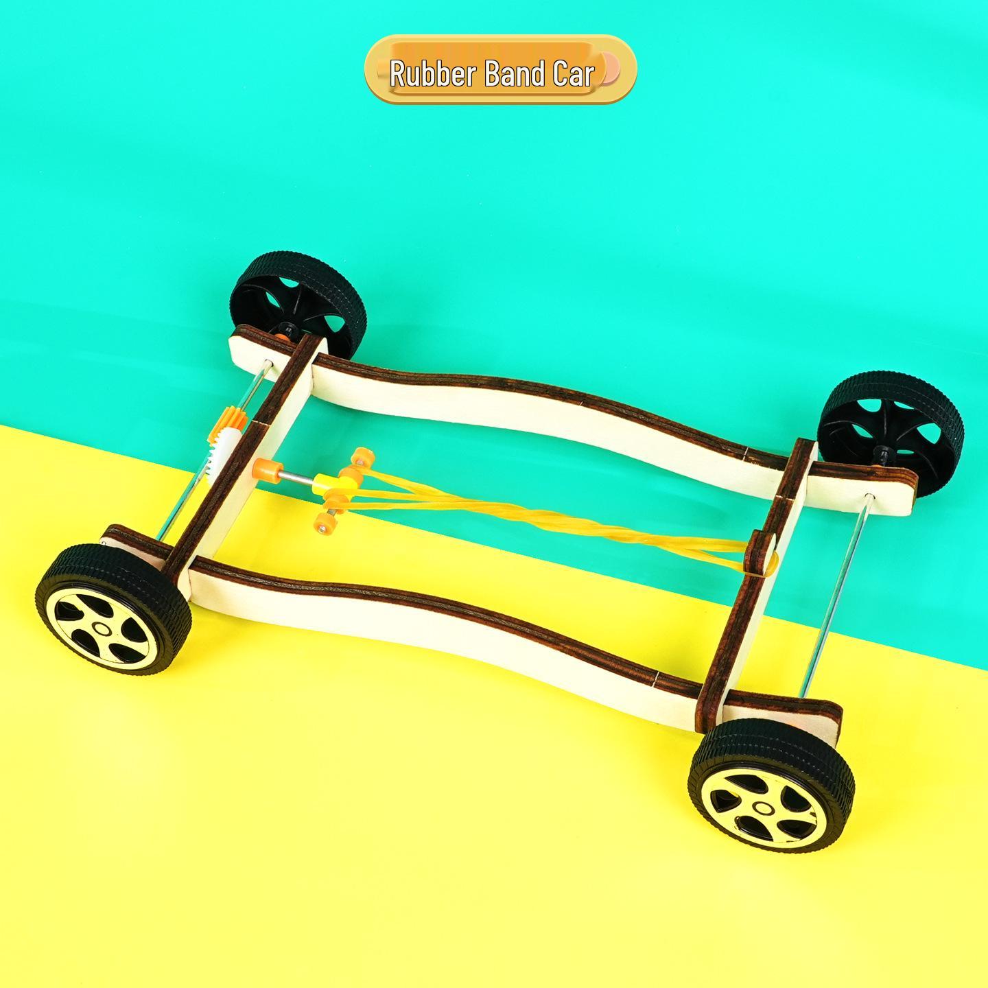 DIY Handmade Rubber Band Car Kit for School & Kindergarten Science Experiment