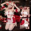 Women's Sexy Lingerie Erotic Girl Cosplay Costumes Christmas Lace Perspective Nightdress Apron Hollow Out Sex Costume