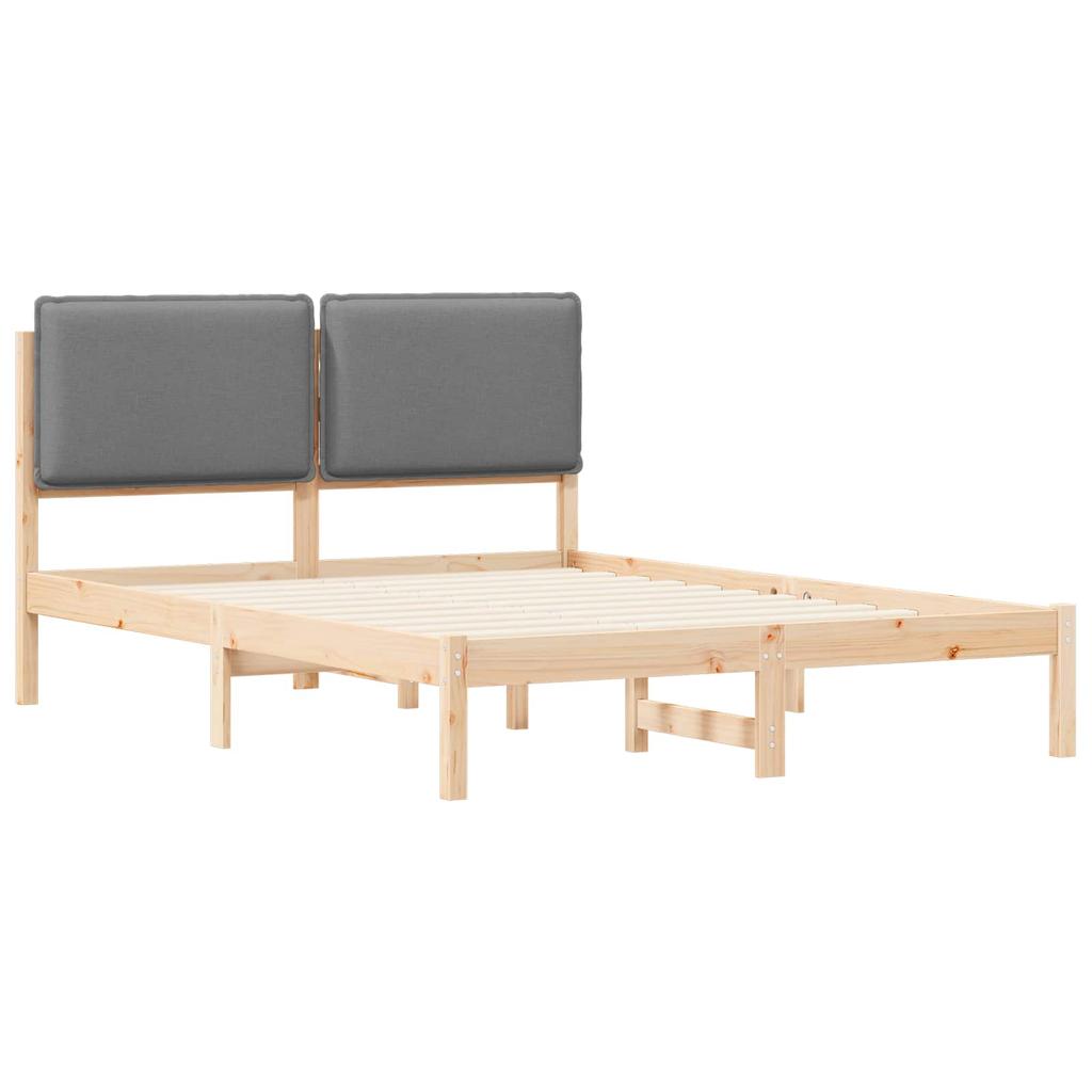 Bed Frame with Padded Headboard Light Grey 120 x 190 cm