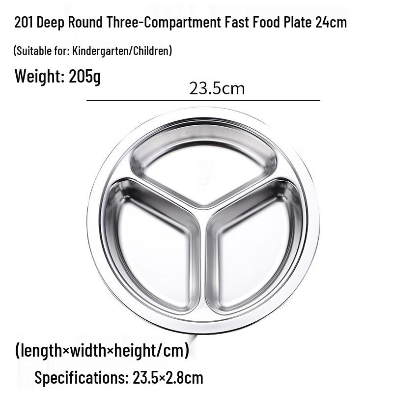 Jingyuheng 3-Compartment Stainless Steel Lunch Tray