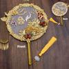 Vintage Chinese Wedding Dress Hanfu Decorative Fans Bridal Round Hand Fans Dragon Phoenix Handmade Gold Red Photography Fan Prop