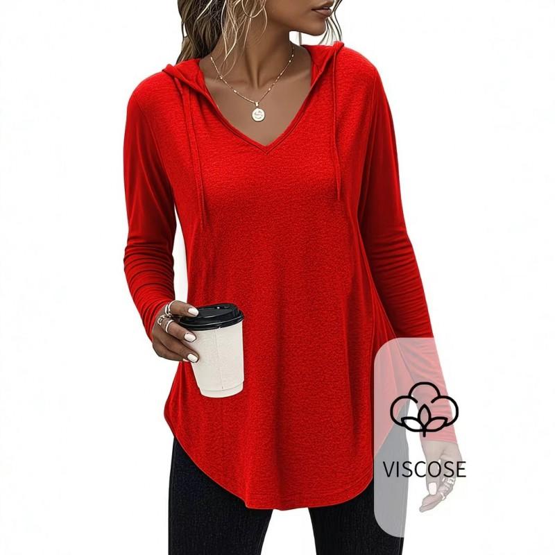 2026 Womens Hooded T Shirt Long Sleeve Casual Top Daily Sports